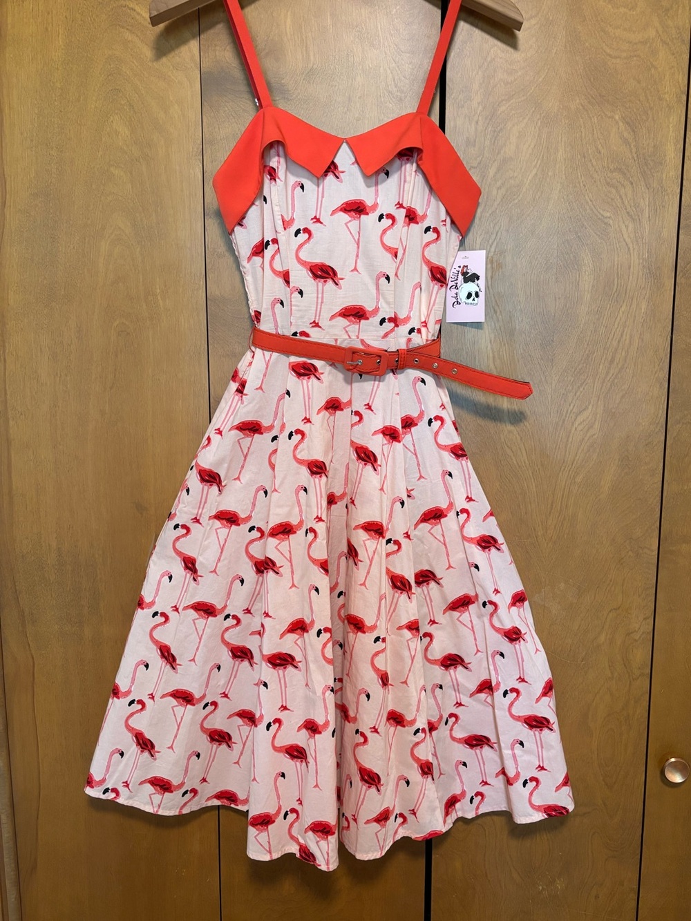 NEW Unique Vintage Pink Flamingo Rachel Swing Pinup Dress Size Small 🦩